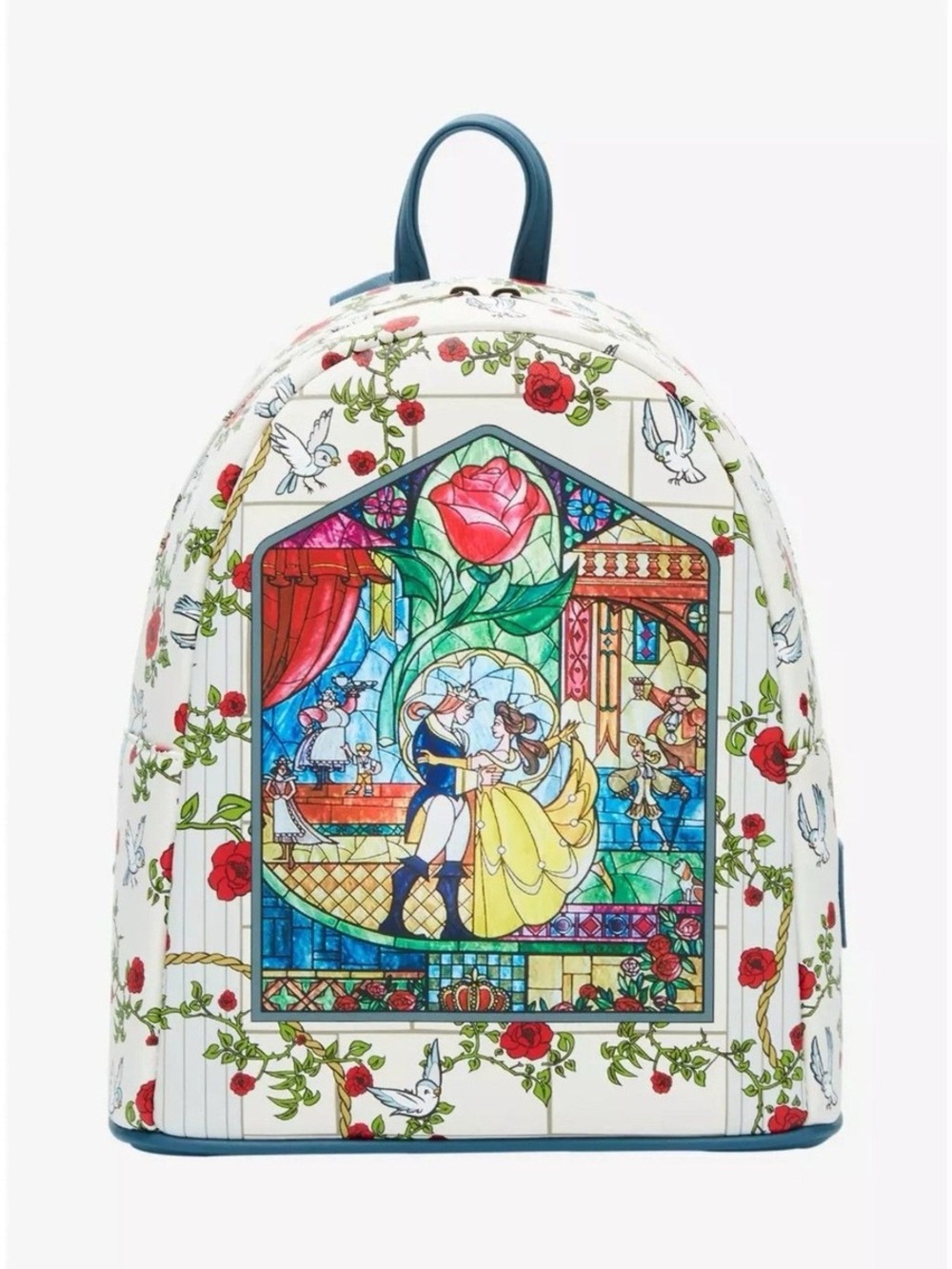 NWT Loungefly Disney Beauty And The Beast Stained Glass Mini Backpack